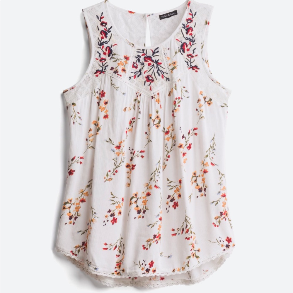 Flowered, lacey, and flowy tank
